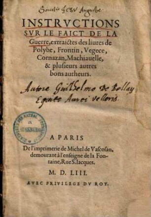 Instructions sur le faict de la guerre