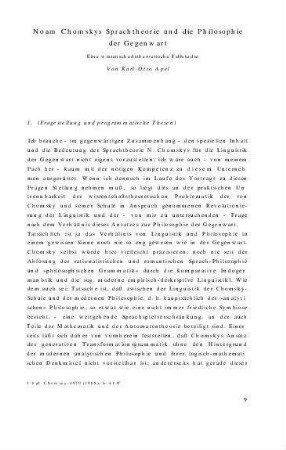 Noam Chomskys Sprachtheorie und die Philosophie der Gegenwart