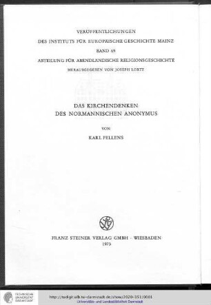 Das Kirchendenken des normannischen Anonymus