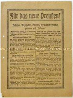 Aufruf der SPD zum Beitritt und zur preußischen Landtagswahl 1921