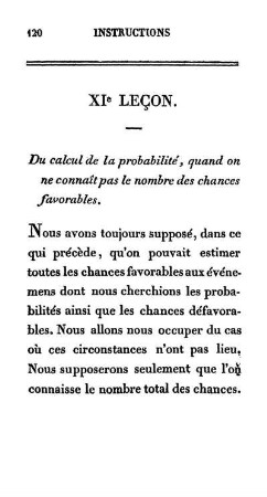 Instrotions Populaires sur le Calcul des Probabilités. XIe - IXe Lecon.
