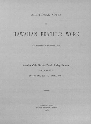 Additional notes on Hawaiian feather work