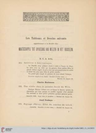 Les Tableaux et Dessins suivants (Nr. 313 - 331)