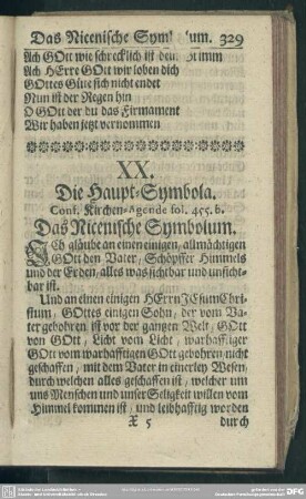 XX. Die Haupt-Symbola. Conf. Kirchen-Agende fol. 455.b