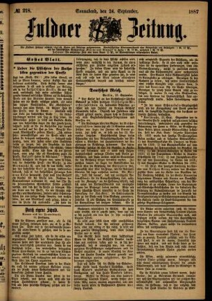 Ausgabe vom Samstag, den 24. September 1887.