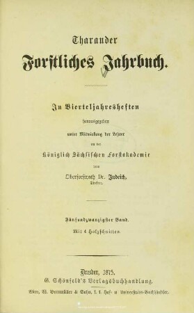 25.1875: Tharandter forstliches Jahrbuch : zugl. Zeitschr. für Mitt. aus d. Sächsischen Forstlichen Versuchsanstalt