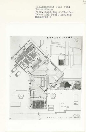 Konzerthaus, Berlin-Tiergarten (Diplomarbeit bei Peter Poelzig): Grundriss 1:200