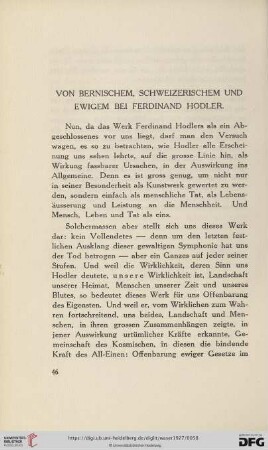 Vom Bernischen, Schweizerischen und Ewigem bei Ferdinand Hodler