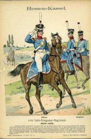 Uniformdarstellung, Offizier und Gemeiner des Leib-Dragoner-Regiments, Hessen-Kassel, 1813/1821.