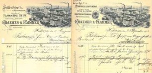 Rechnung bzw. Briefbogen der Mineralölraffinerie bzw. Seifenfabrik Kraemer & Flammer (Krämer & Flammer) mit Firmenansicht