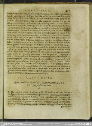 Caput XXXIV. Quod Calviniani in loco de Adoratione carnis Christi sint perdite Nestoriane