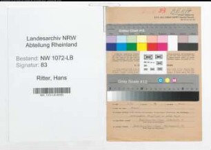 Entnazifizierung Hans Ritter , geb. 16.05.1900 (Chemiker)