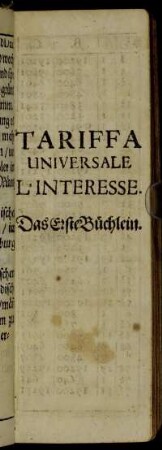 Tariffa Universale L'Interesse : Das Erste Büchlein