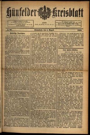 Ausgabe vom Samstag, den 01. August 1896.