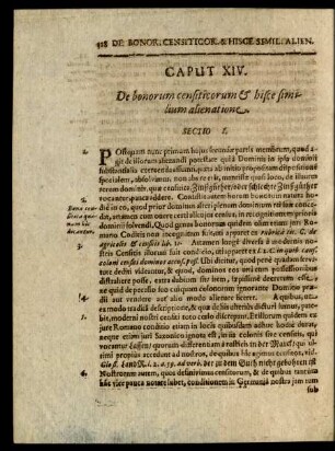 Caput XIV. De bonorum censiticorum et hisce similium alienatione.