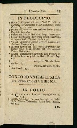 II. Concordantiae, Lexica et Repertoria Biblica.