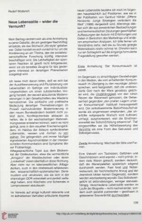 Neue Lebensstile - wider die Vernunft?