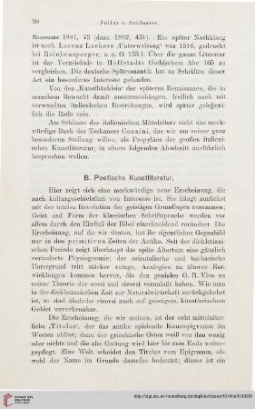 B. Poetische Kunstliteratur