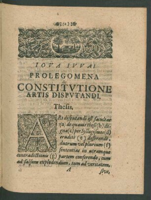 Prolegomena de Constitutione Artis Disputandi
