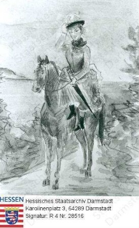 Jelissaweta Feodorowna Großfürstin v. Russland geb. Prinzessin Elisabeth v. Hessen und bei Rhein (1864-1918) / Porträt, auf Pferd sitzende Ganzfigur