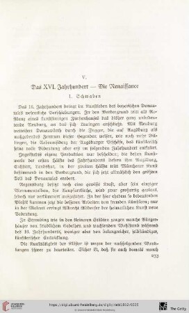 V. Das XVI. Jahrhundert - Die Renaissance
