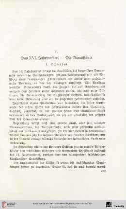 V. Das XVI. Jahrhundert - Die Renaissance
