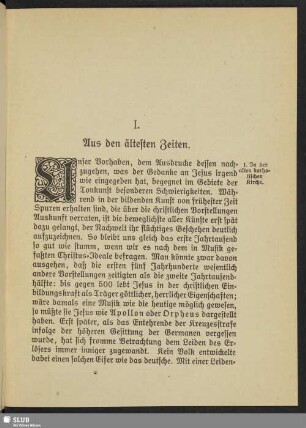 I. Aus den ältesten Zeiten