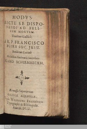 Modus Recte Se Disponendi Ad Felicem Mortem