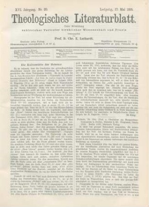 234-235 [Rezension] Fritsch, Otto, Galater 3,20