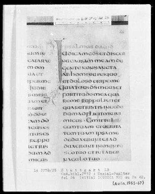 Lateinischer Psalter in Unzialschrift, 3 Bände — Initiale I(udica me), Folio 26recto