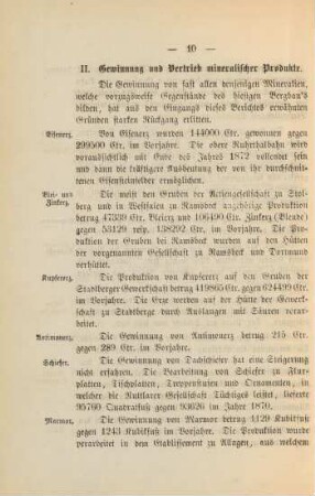 II. Gewinnung und Vertrieb mineralischer Produkte.