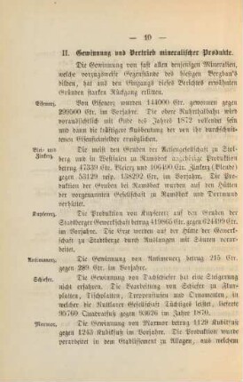 II. Gewinnung und Vertrieb mineralischer Produkte.