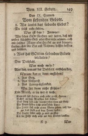 Das IX. Examen. Vom siebenden Gebote