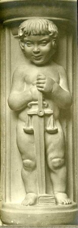 Modell eines Reliefs mit Allegorie der Gerechtigkeit : Modell eines Reliefs mit Allegorie der Gerechtigkeit. Gips (um 1905/1910; C. Brose)
