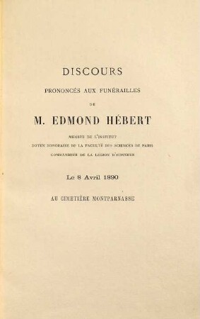 Discours prononcés sur la tombe de M. Edmond Hébert