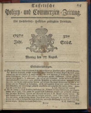 32tes Stueck, Montag den 7ten August 1797