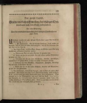 Die erste Abtheilung. Von der wirklichen Erweisung des thätigen Christenthums gegen Gott.