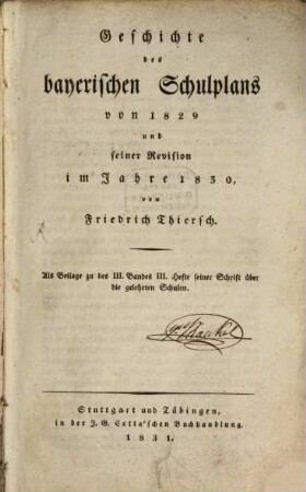 Geschichte des baierischen Schulplans von 1829
