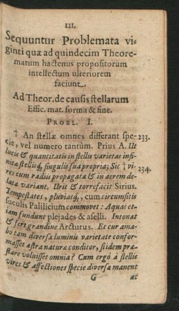 Sequuntur Problemata viginti quae ad quindecim Theorematum hactenus propositorum ...