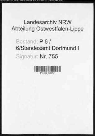 Sterberegister Standesamt Dortmund-Mitte I
