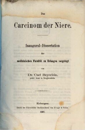 Das Carcinom der Niere