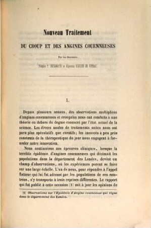 Nouveau traitement du croup et des angines couenneuses
