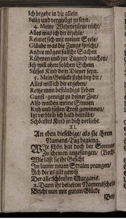 XI. An eben dieselbige/ als sie ihren Namens-Tag begieng