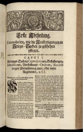 Caput I. Werbungs-Sachen, Capitulationen, Bestallungen, Instructionen ...