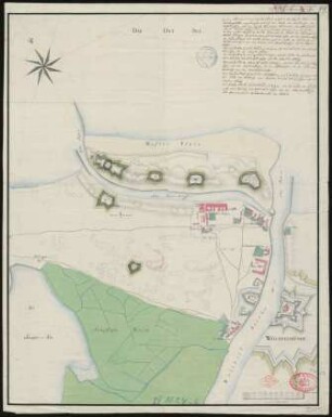 [Entwurf für die Lage der 6 projectirten Schanzen am neuen Fahrwasser bei Weichselmünde]