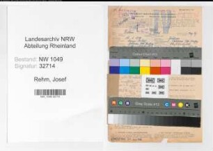 Entnazifizierung Josef Rehm , geb. 16.06.1890 (Zollsekretaer)