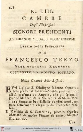 Camere degl‘ illustrissimi Signori Presidenti […]