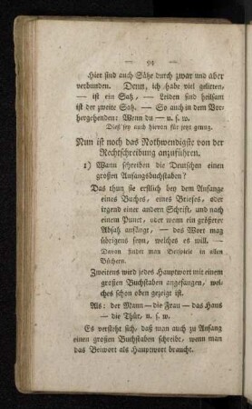 Nun ist noch das Nothwendigste von der Rechtschreibung anzuführen.