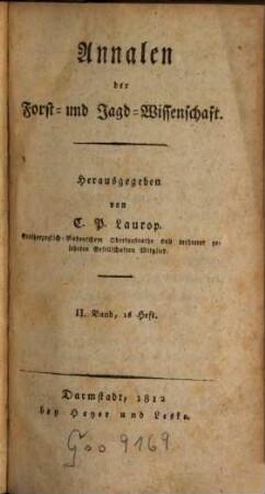 Annalen der Forst- und Jagd-Wissenschaft. 2. 1812