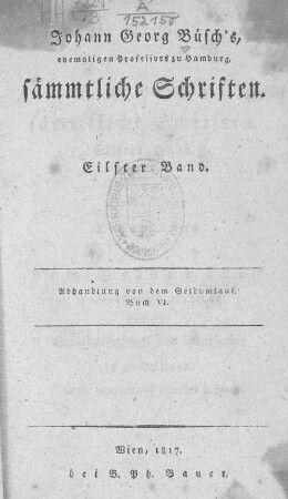 11: Abhandlung von dem Geldumlauf : Buch VI